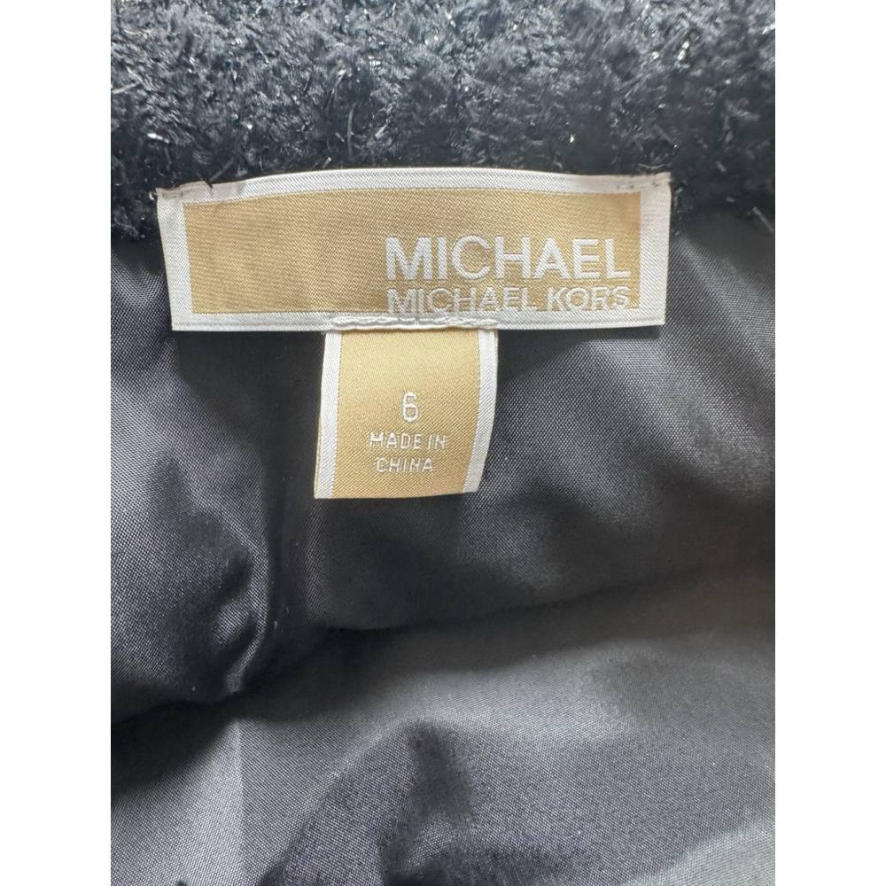 Michael Kors Black Bouclé Micro Mini Skirt Size 6 Gold Buttons NEW - Picture 5 of 7